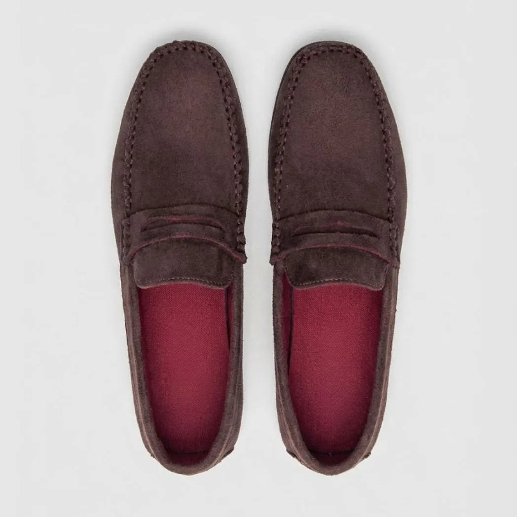 Mocassim Driver de Camurça Capri Tobacco Marrom Escuro