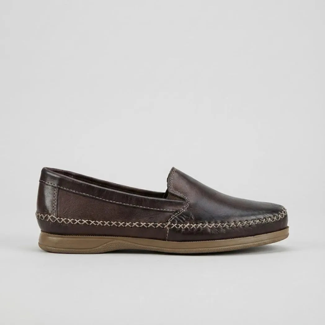 Mocassim Cognac de Couro Marrom Escuro