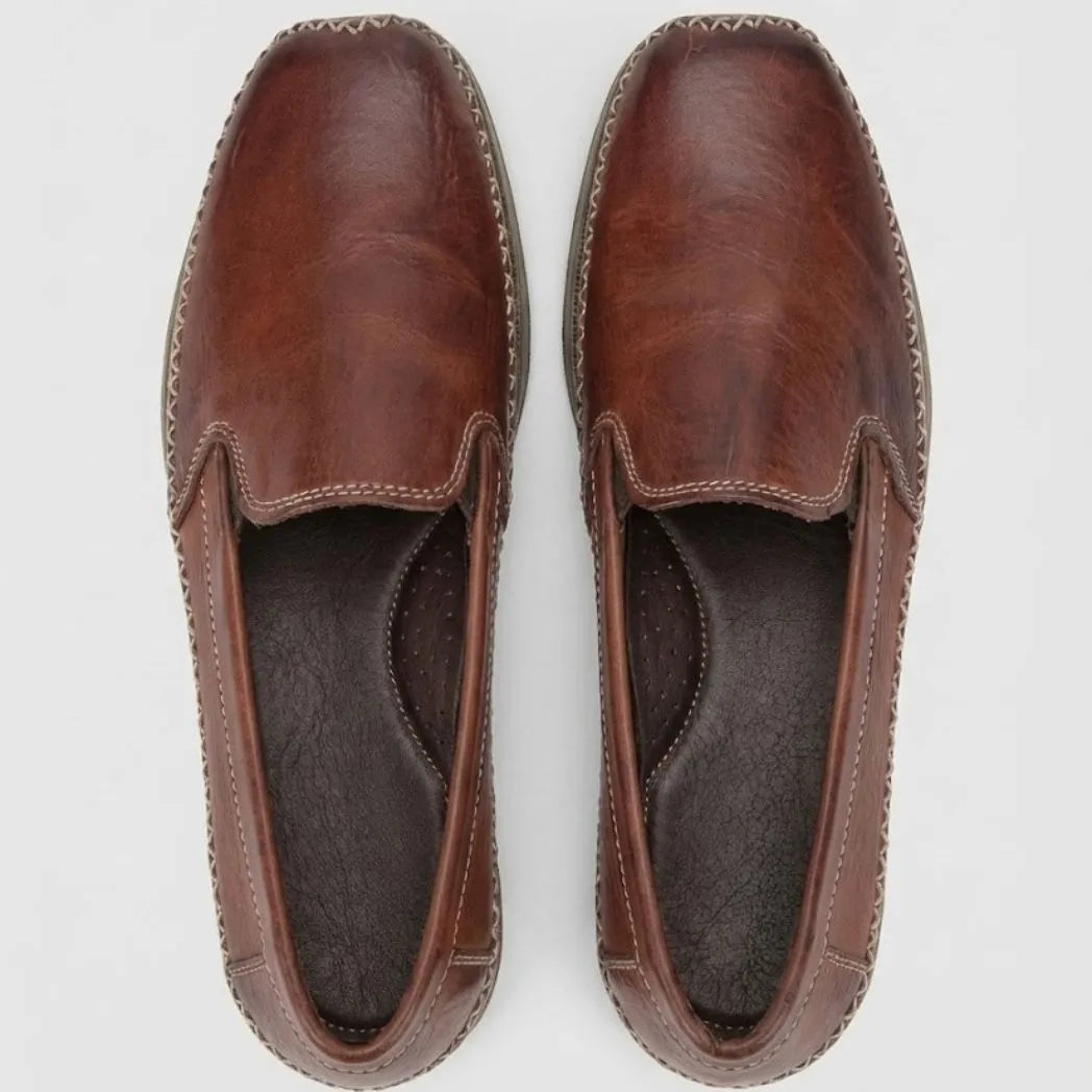 Mocassim Cognac de Couro Vermelho