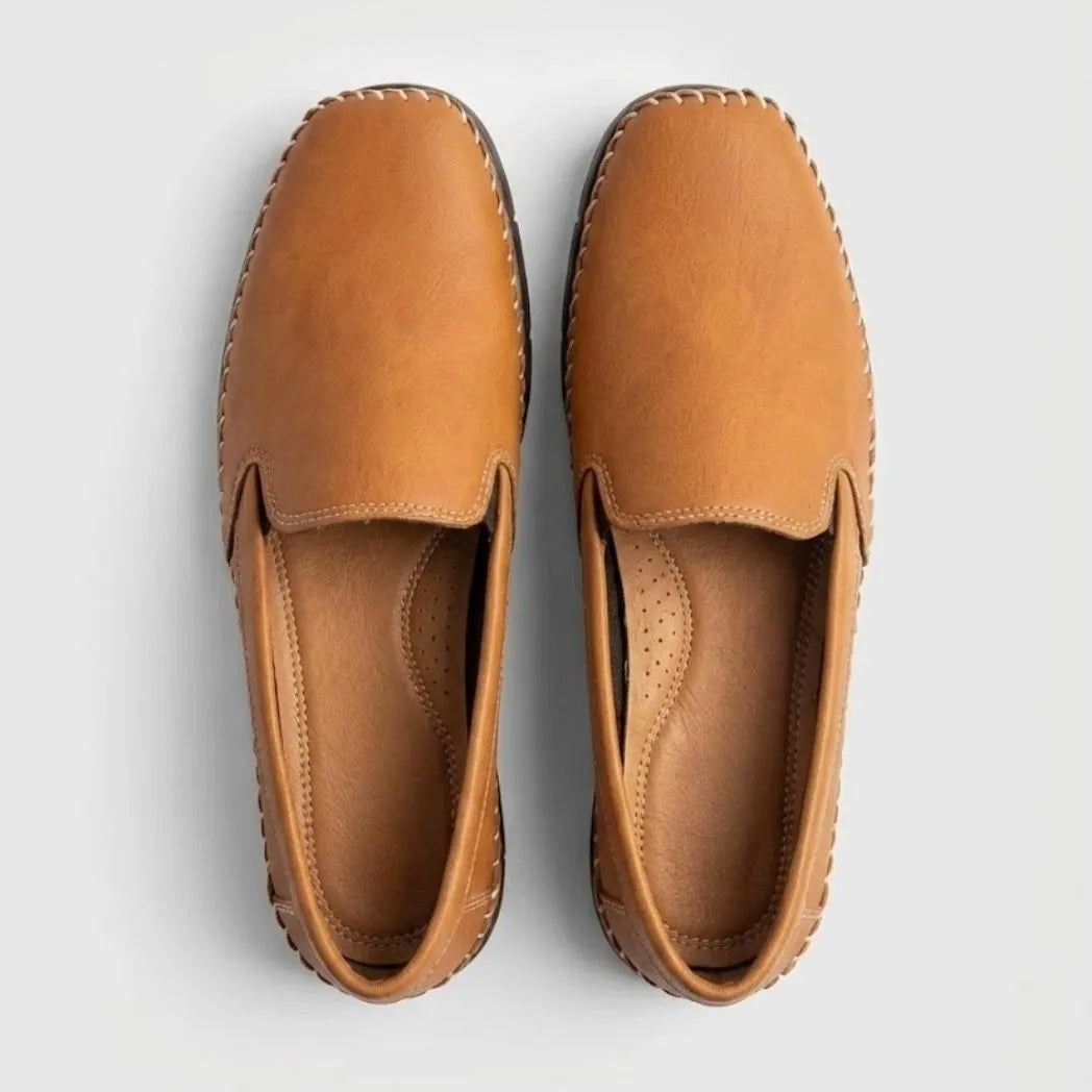 Mocassim Cognac de Couro Laranja