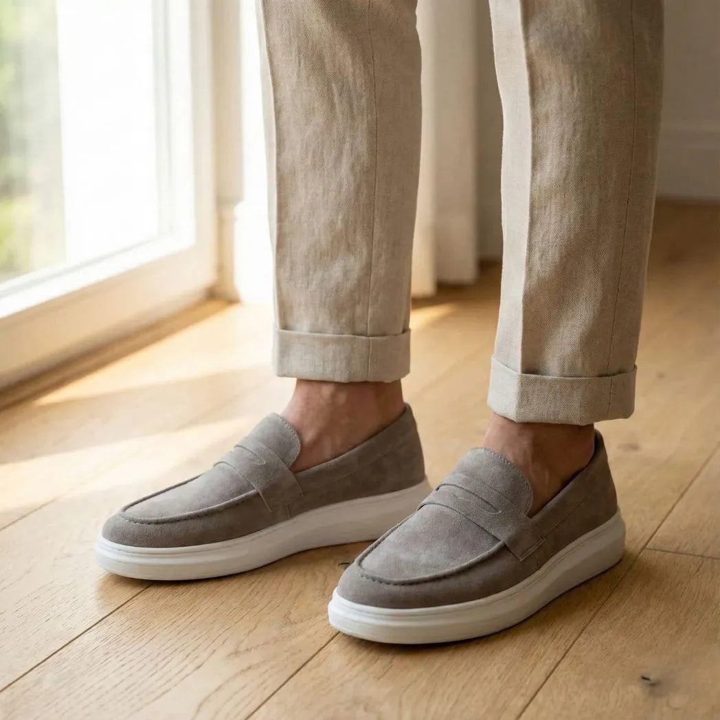 Mocassim Derby de Camurça Cinza