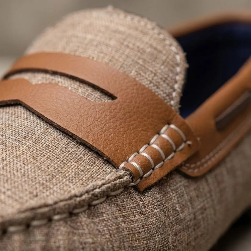 Mocassim Driver Riviera em Lona Bege