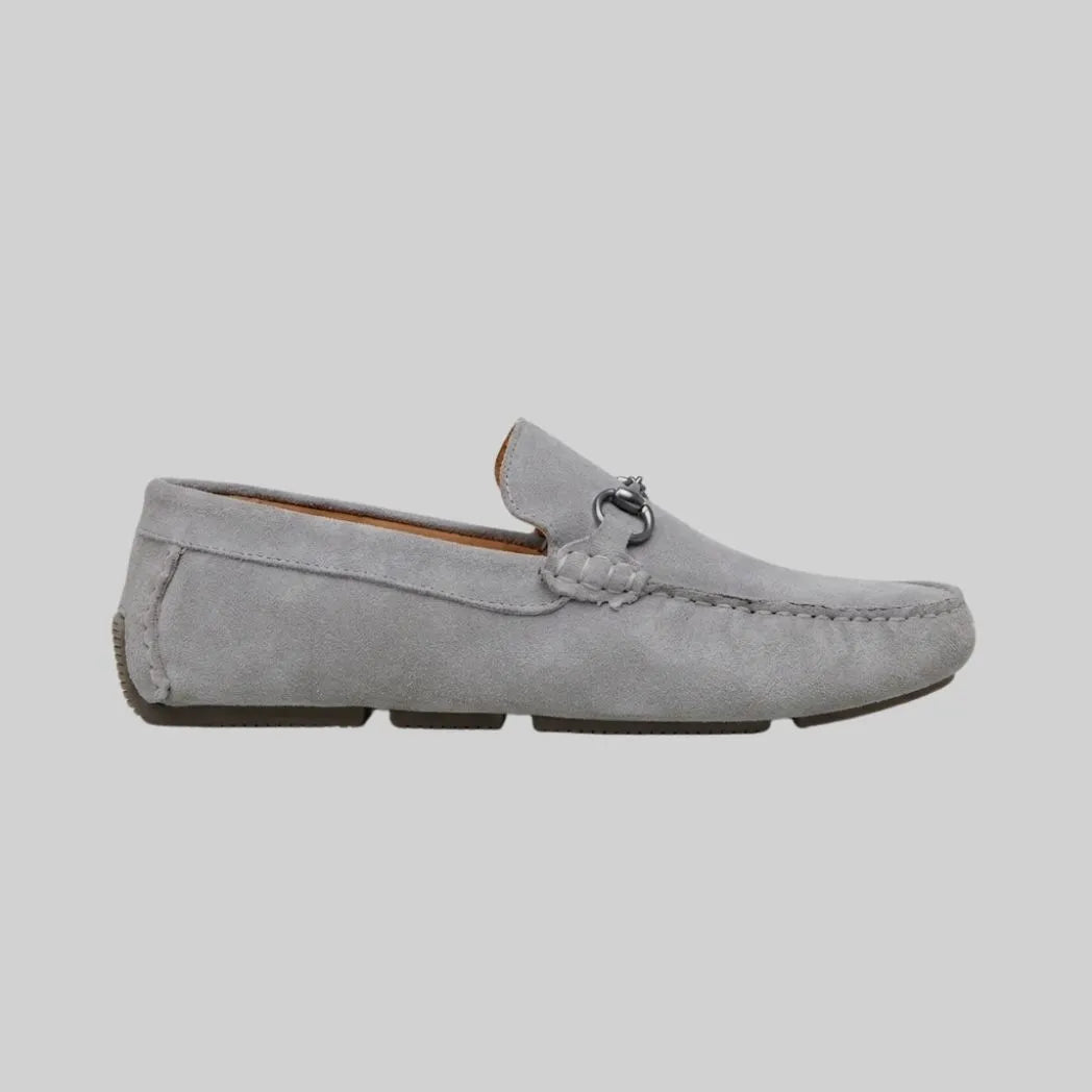 Mocassim Driver de Camurça Capri Dune Cinza