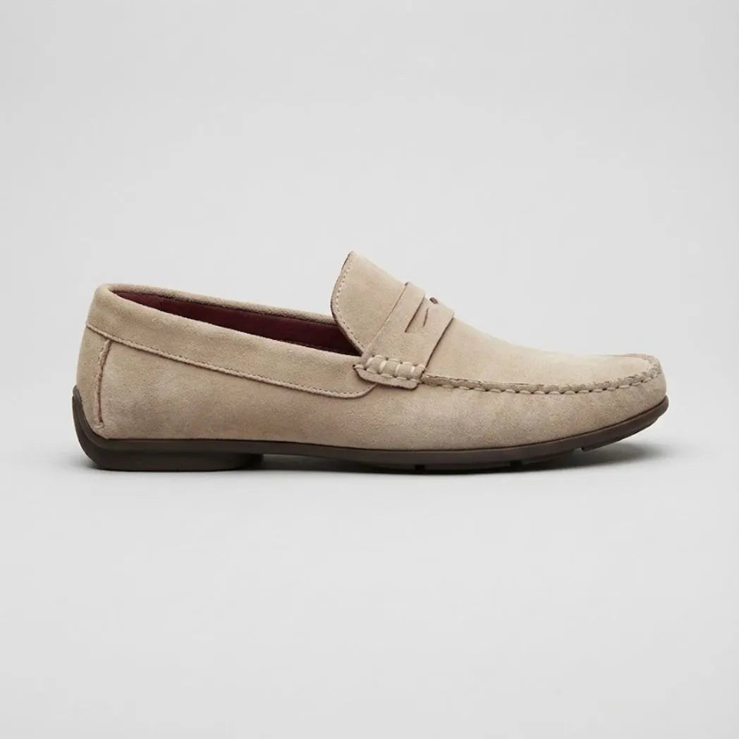 Mocassim Driver de Camurça Capri Tobacco Branco