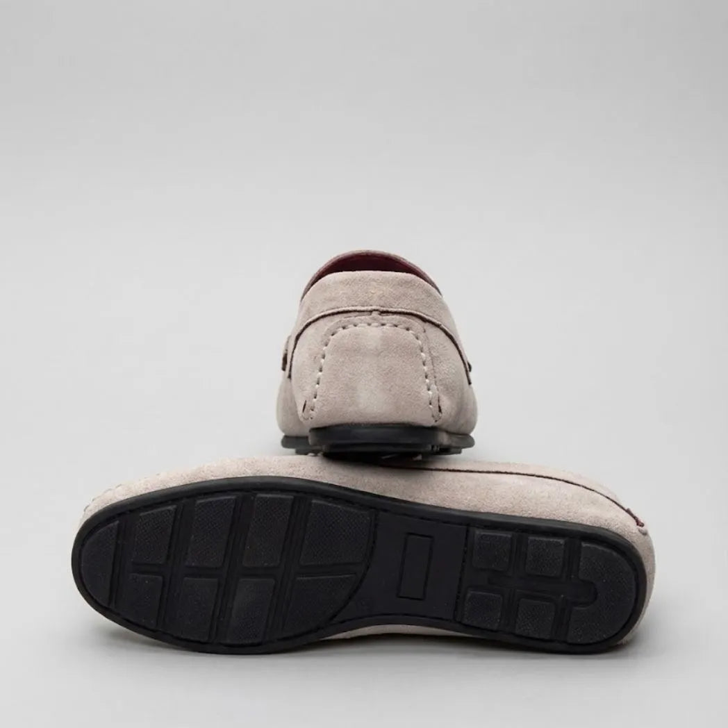 Mocassim Driver de Camurça Capri Tobacco Branco