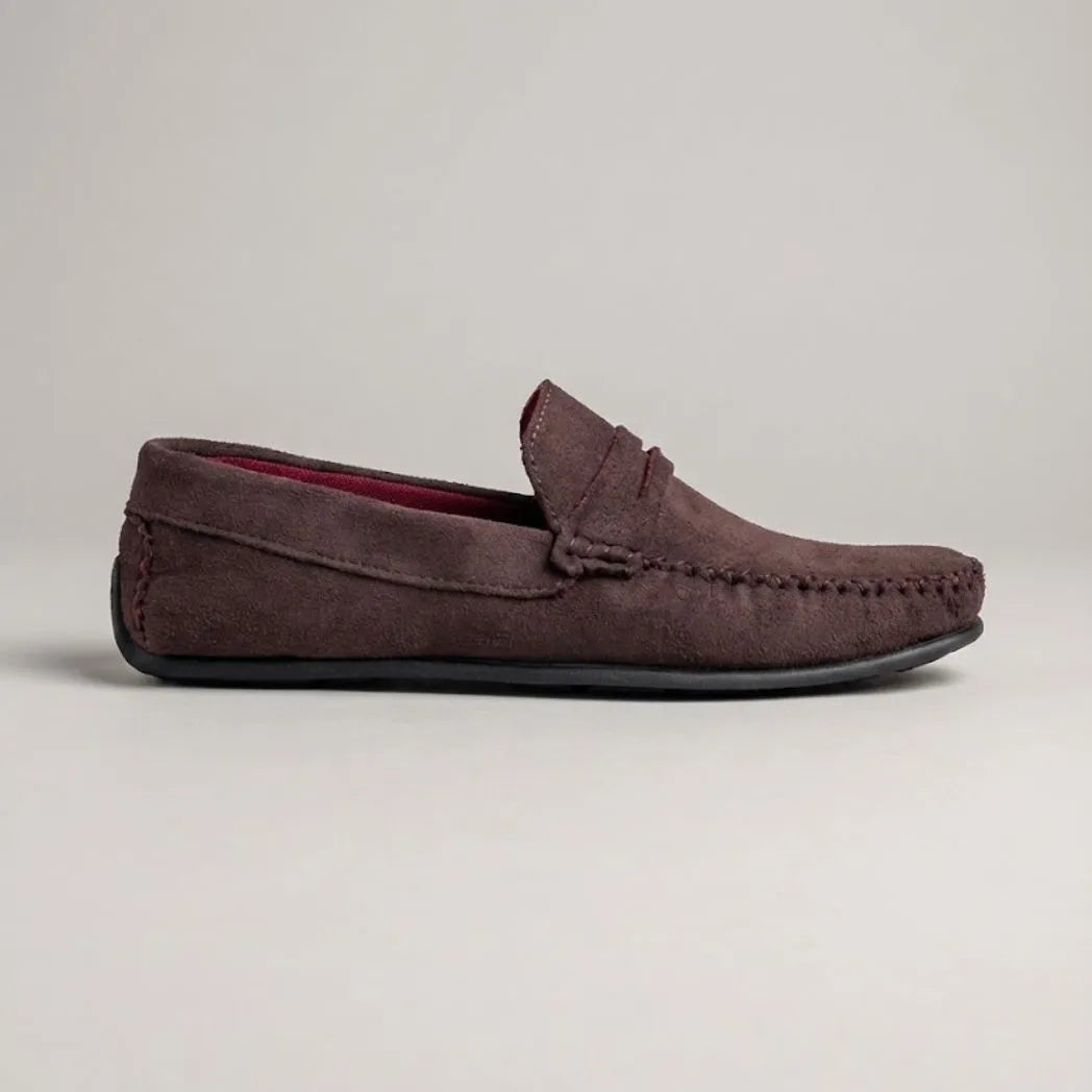 Mocassim Driver de Camurça Capri Tobacco Marrom Escuro