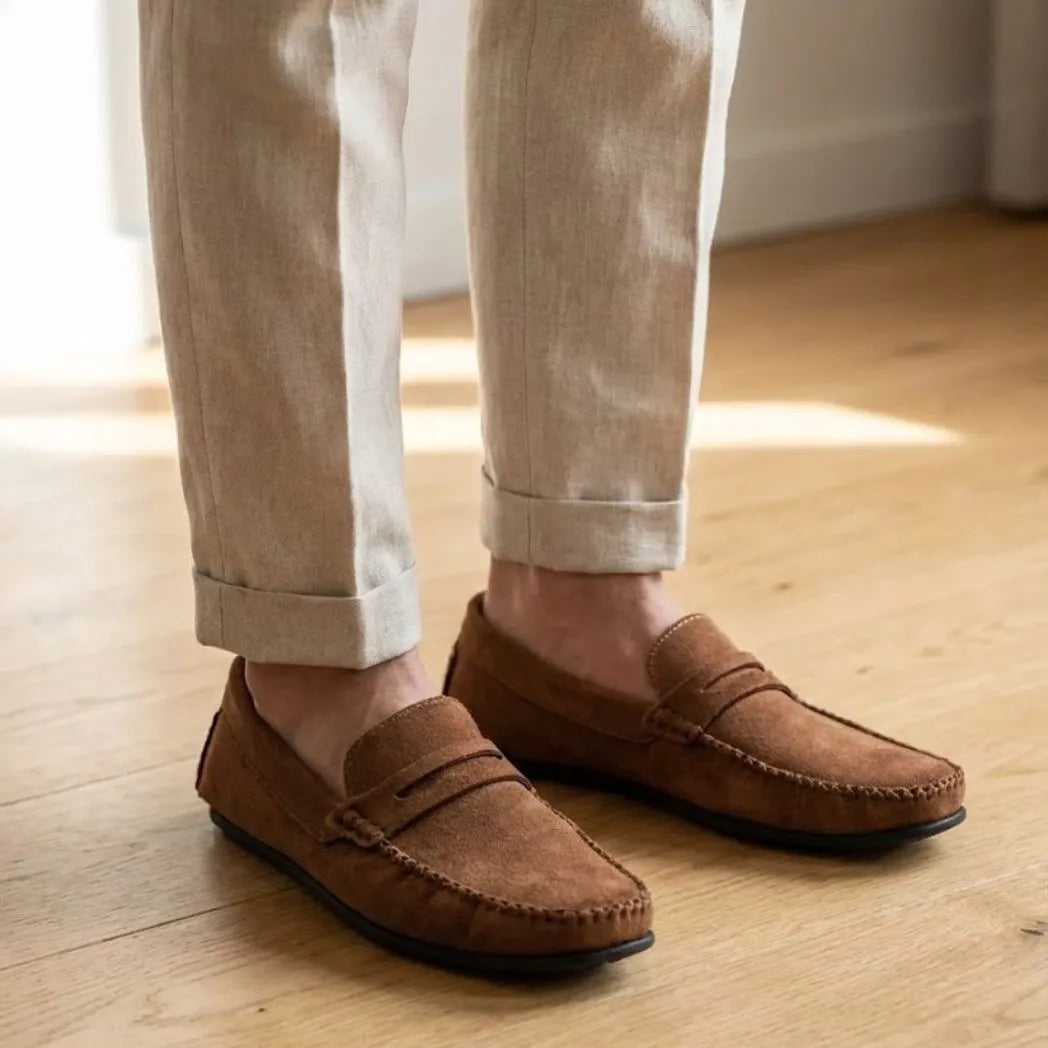 Mocassim Driver de Camurça Capri Tobacco Marrom