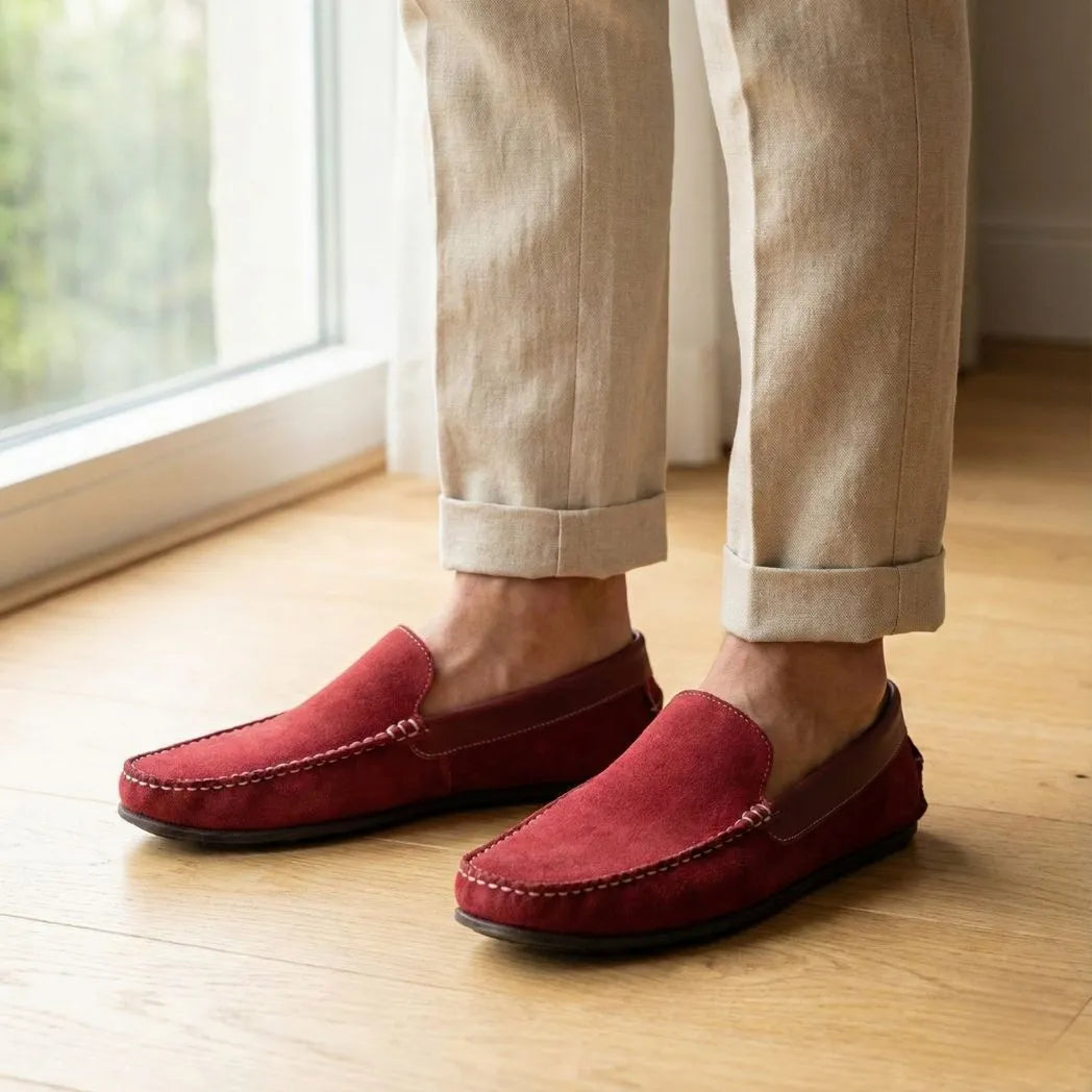 Mocassim Driver de Camurça Maranello Red