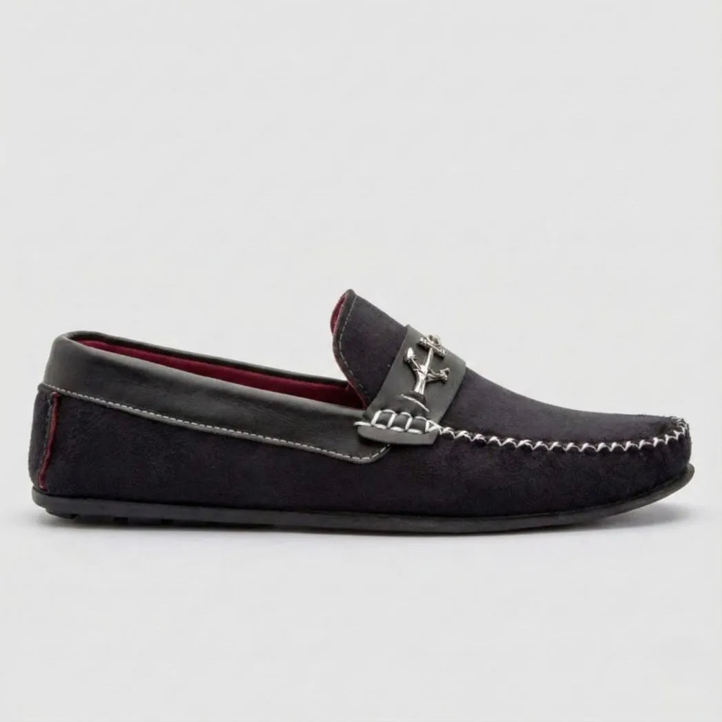 Mocassim Driver de Camurça Náutico Preto