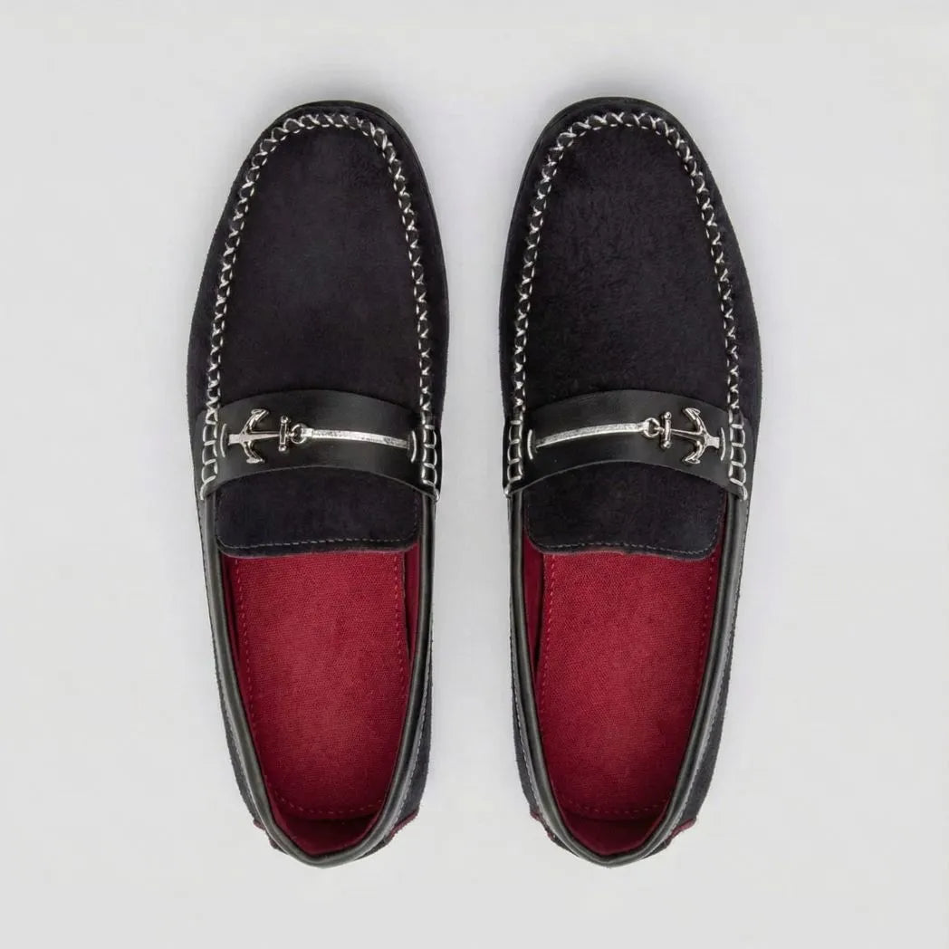 Mocassim Driver de Camurça Náutico Preto