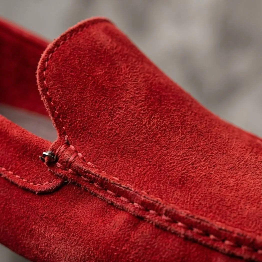 Mocassim Driver de Couro Capri Nero Vermelho