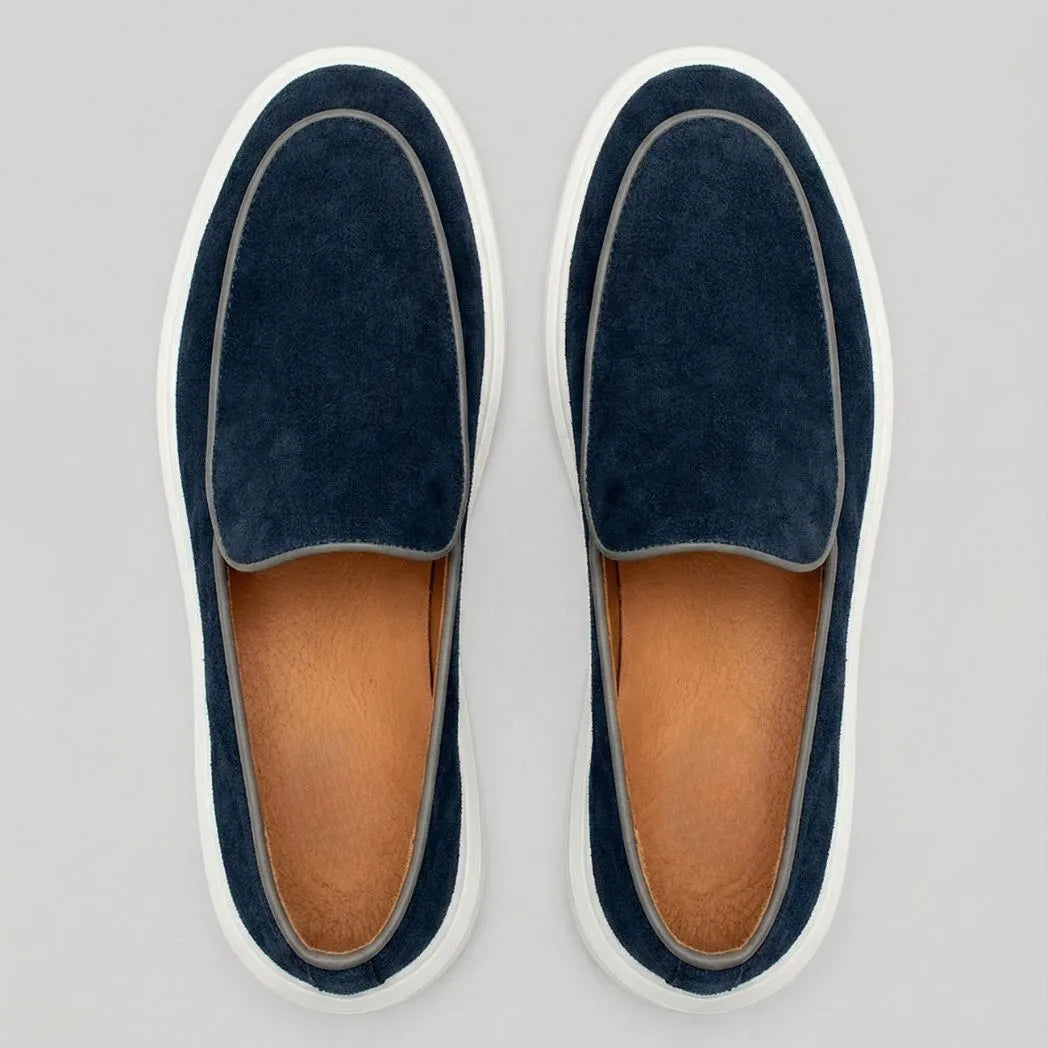 Mocassim Loafer de Camurça Vanguard Azul Marinho