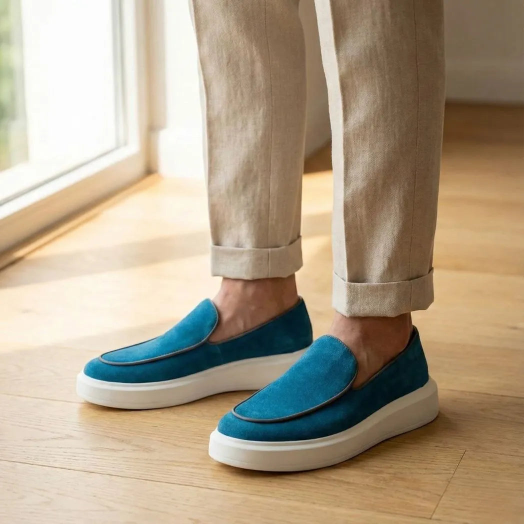 Mocassim Loafer de Camurça Vanguard Azul