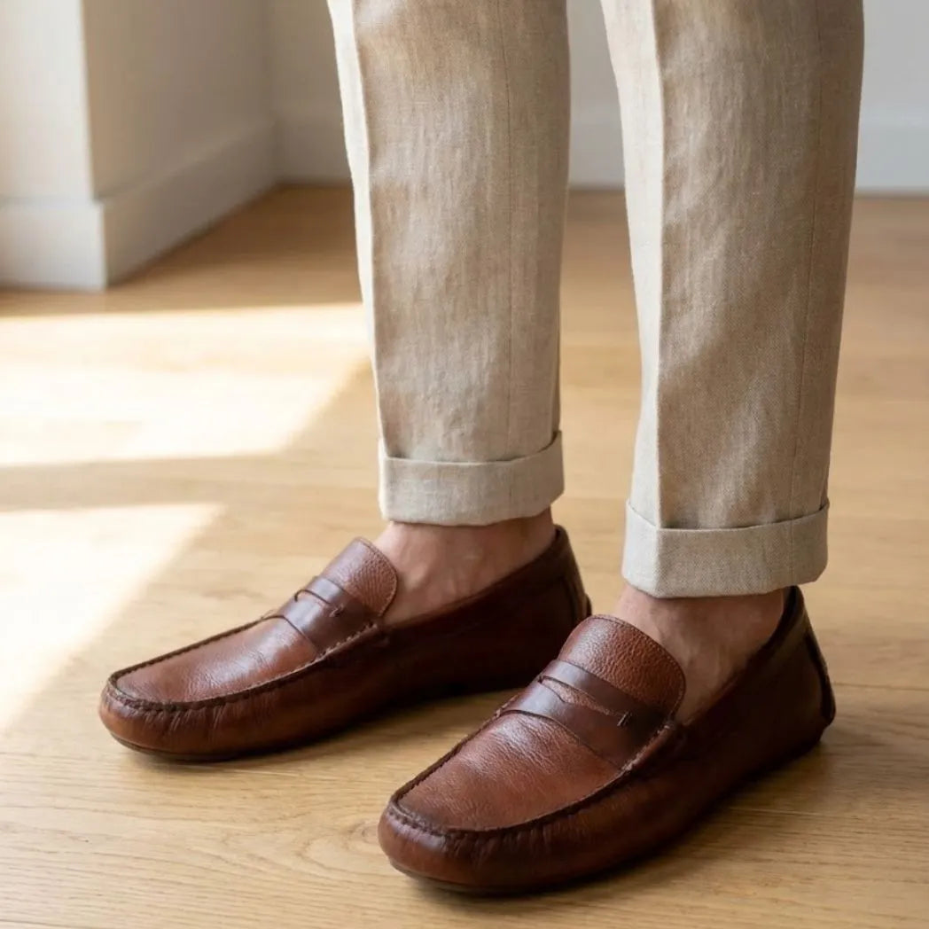 Mocassim Masculino Driver de Couro Marrom
