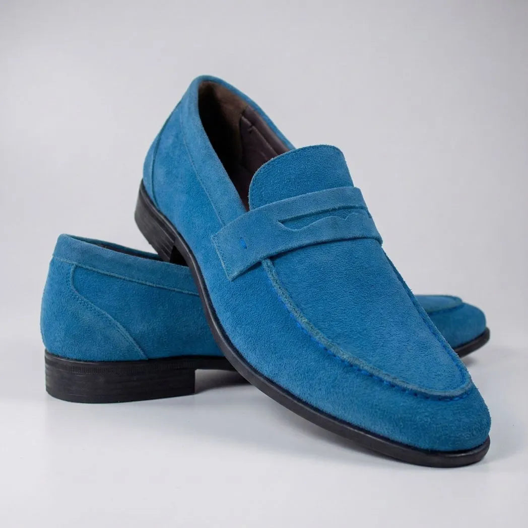 Mocassim Penny Loafer Milano Cognac Azul
