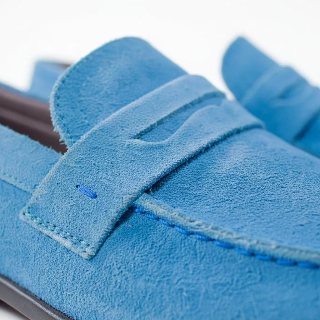 Mocassim Penny Loafer Milano Cognac Azul