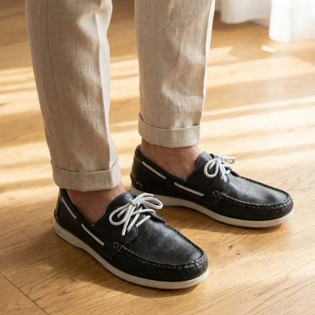 Mocassim Sider de Couro Preto
