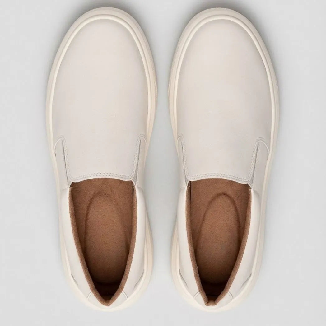 Mocassim Slip On Casual de Couro Branco