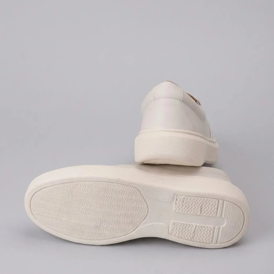 Mocassim Slip On Casual de Couro Branco