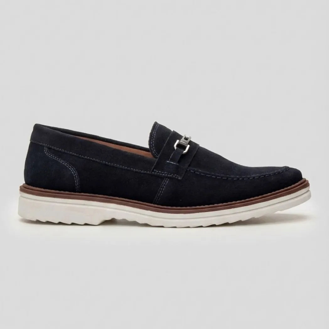 Mocassim Suede Tratorado de Camurça Azul