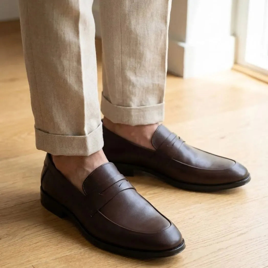 Mocassim Turim Loafer Couro Marrom