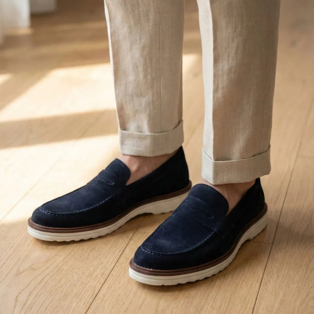 Mocassim de Camurça Monaco Edition Azul