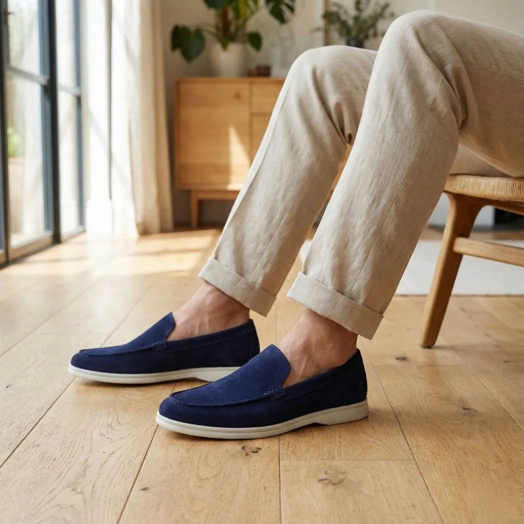 Mocassim de Camurça de Lebre Azul