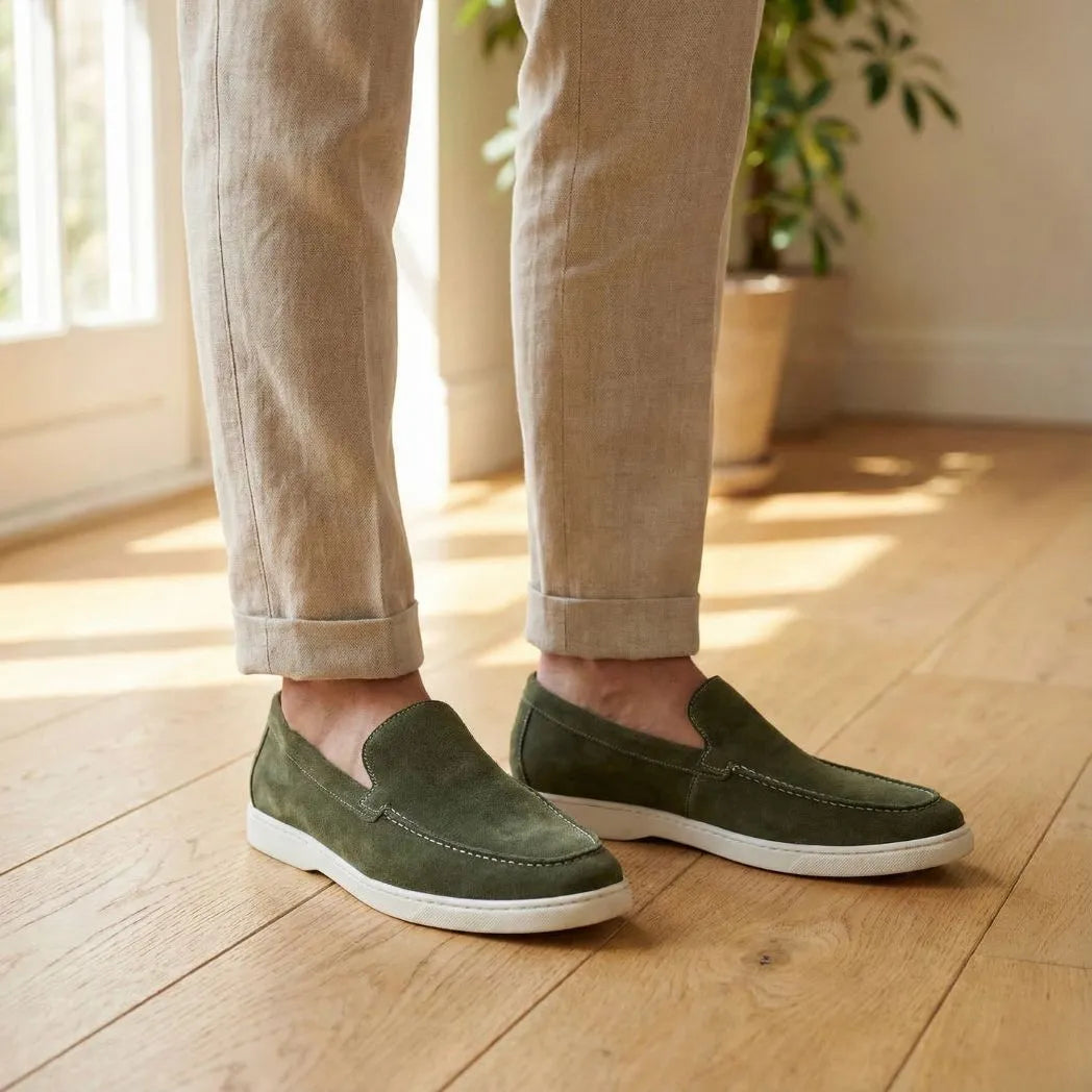 Mocassim de Camurça de Lebre Verde