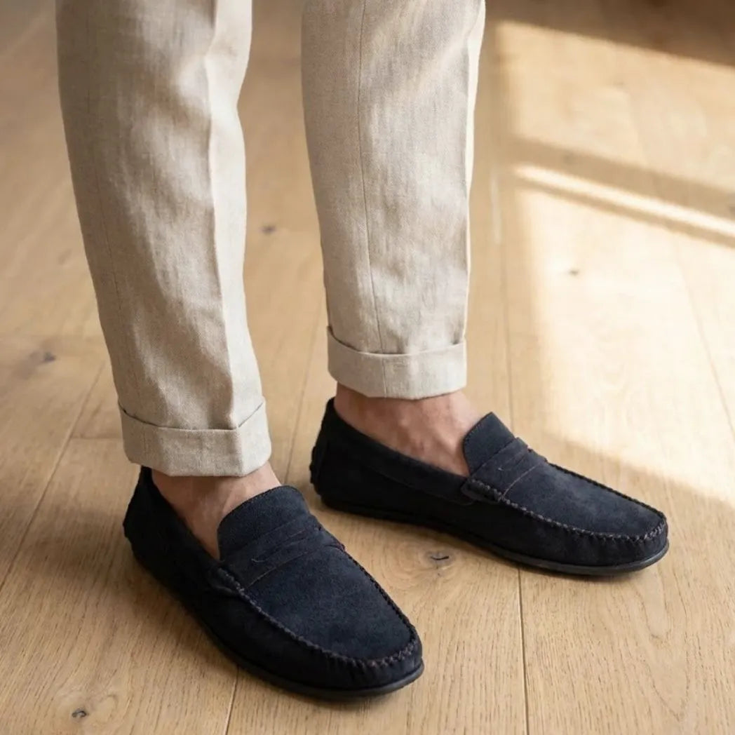 Mocassim Driver de Camurça Capri Tobacco Preto