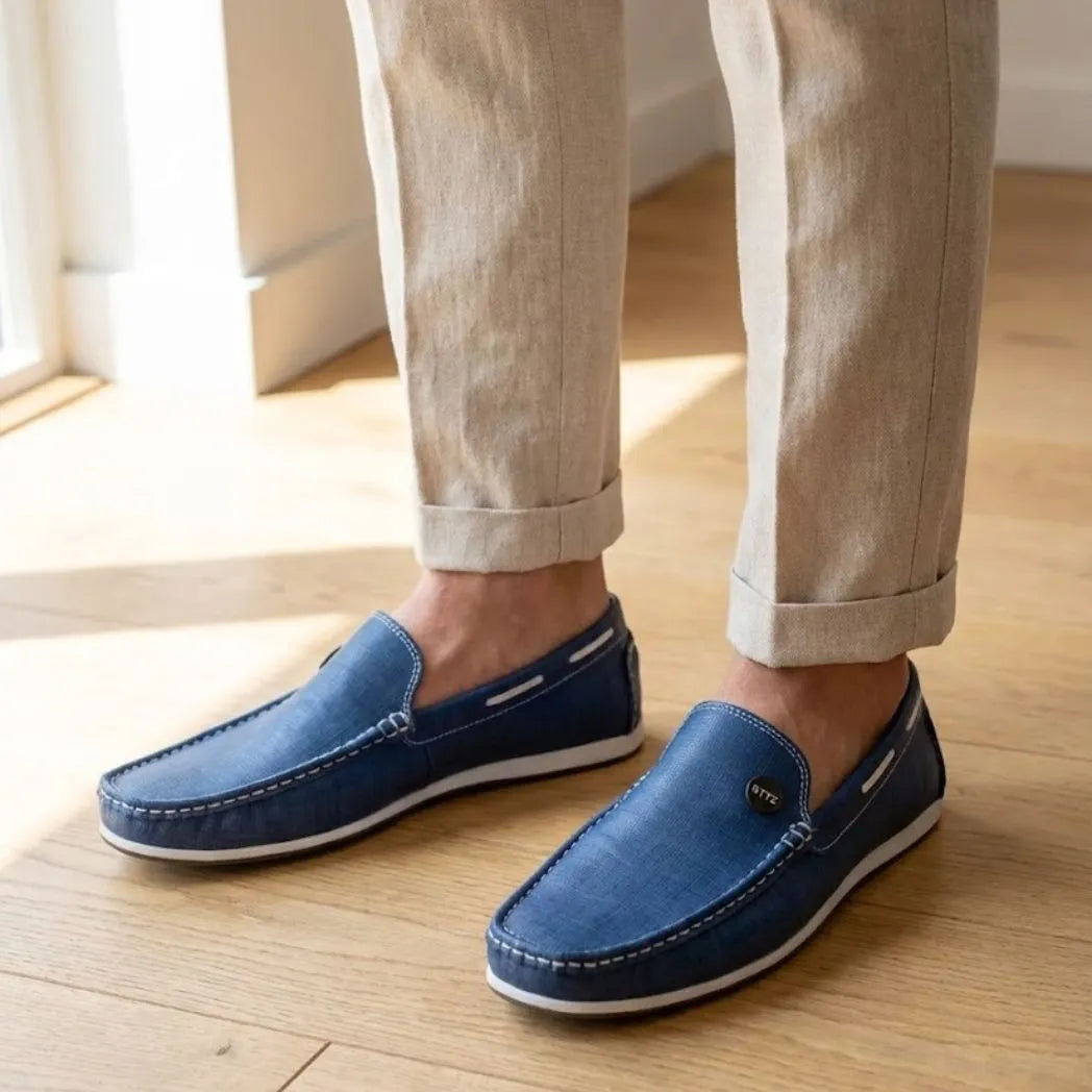 Mocassim Casual Canvas em Lona Azul