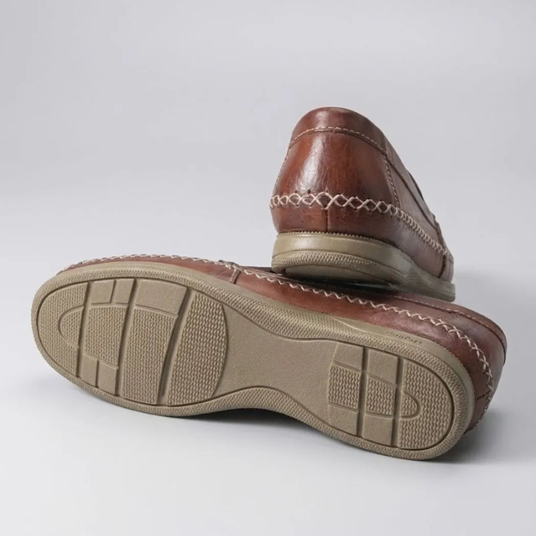 Mocassim Cognac de Couro Vermelho