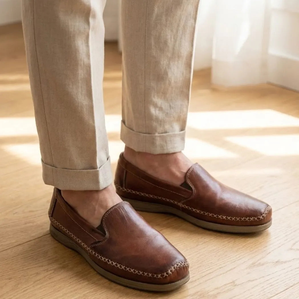 Mocassim Cognac de Couro
