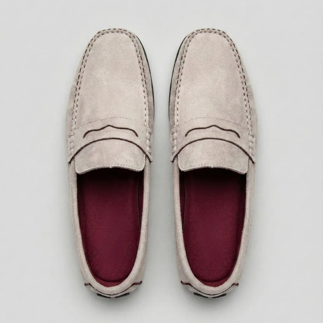 Mocassim Driver de Camurça Aspen Ice Branco