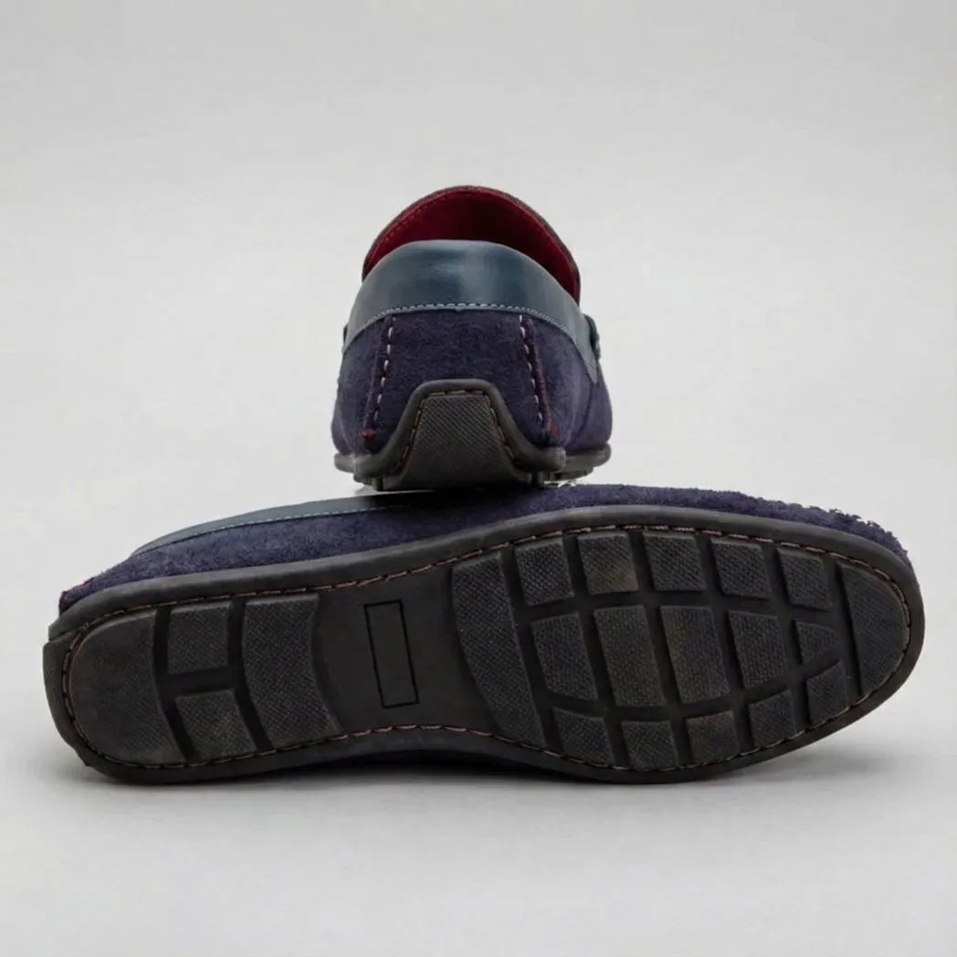 Mocassim Driver de Camurça Havana Azul