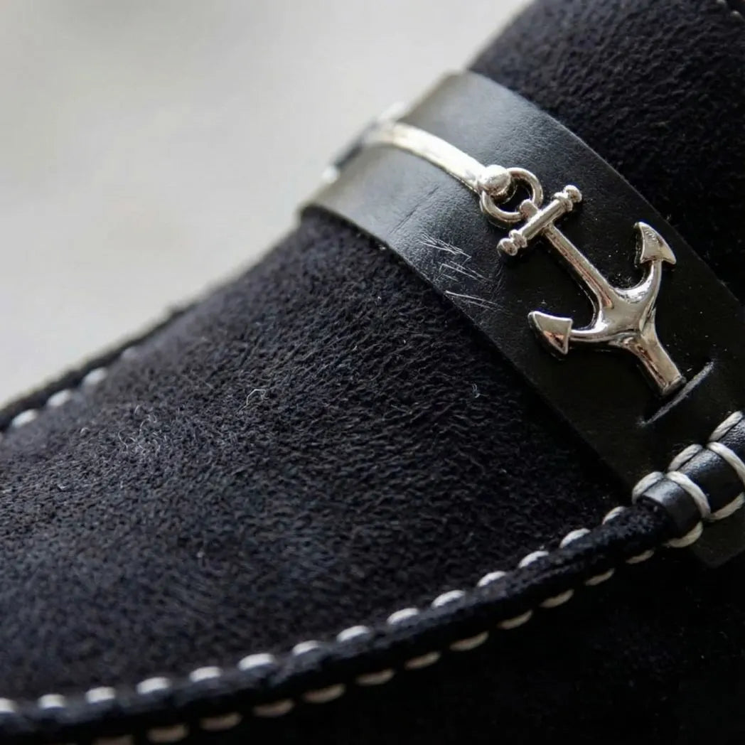 Mocassim Driver de Camurça Náutico Preto