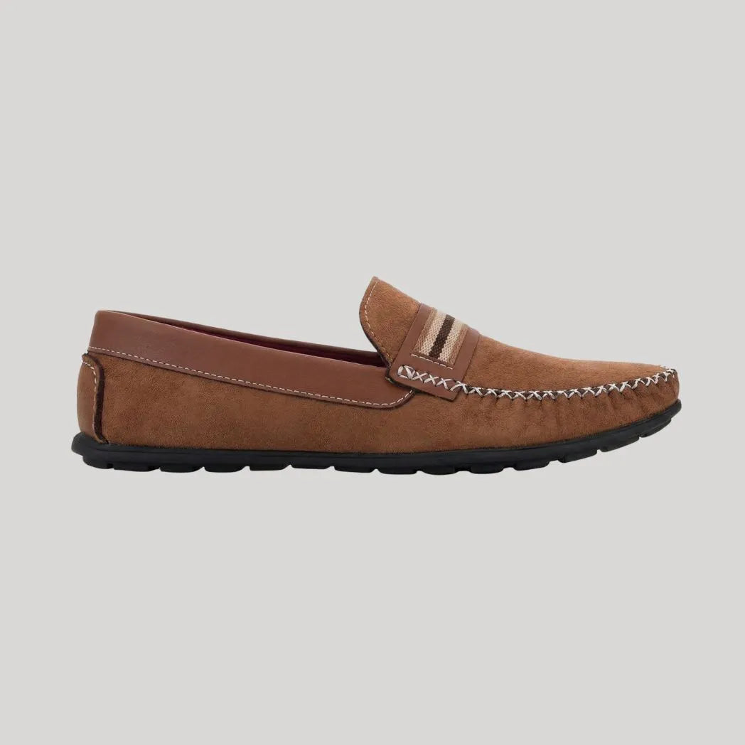 Mocassim Driver de Camurça Stripes Marrom
