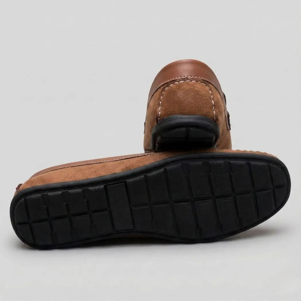 Mocassim Driver de Camurça Stripes Marrom