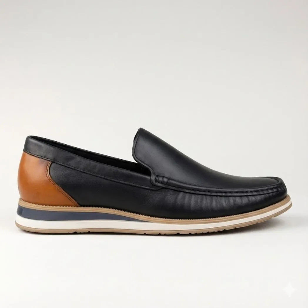 Mocassim Loafer de Couro Contrast Preto