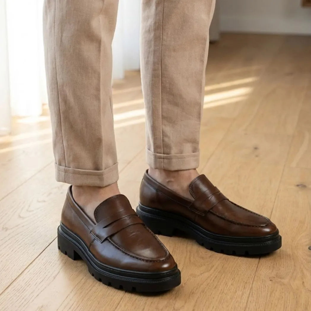 Mocassim Masculino Costurado Piettro Marrom