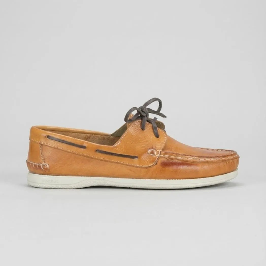 Mocassim Sider de Couro Bege