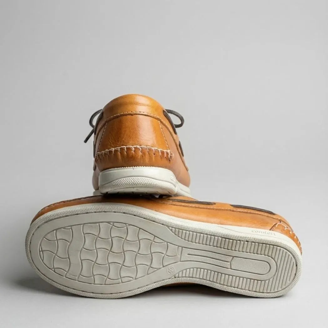 Mocassim Sider de Couro Bege