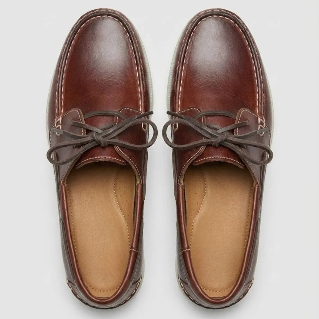 Mocassim Sider de Couro Marrom