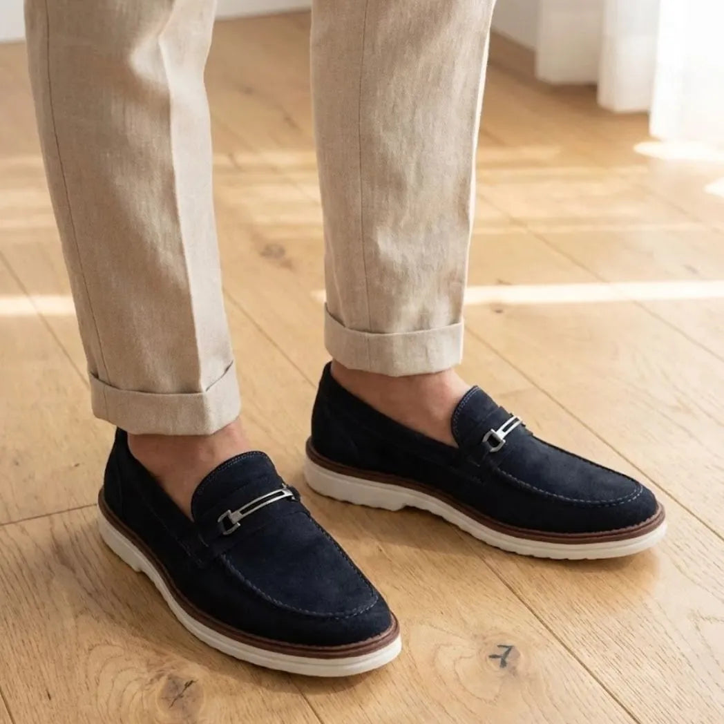 Mocassim Suede Tratorado de Camurça Azul