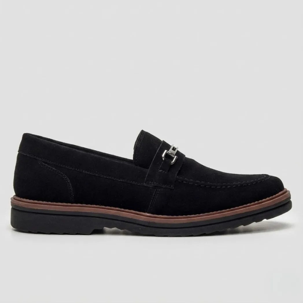 Mocassim Suede Tratorado de Camurça Preto