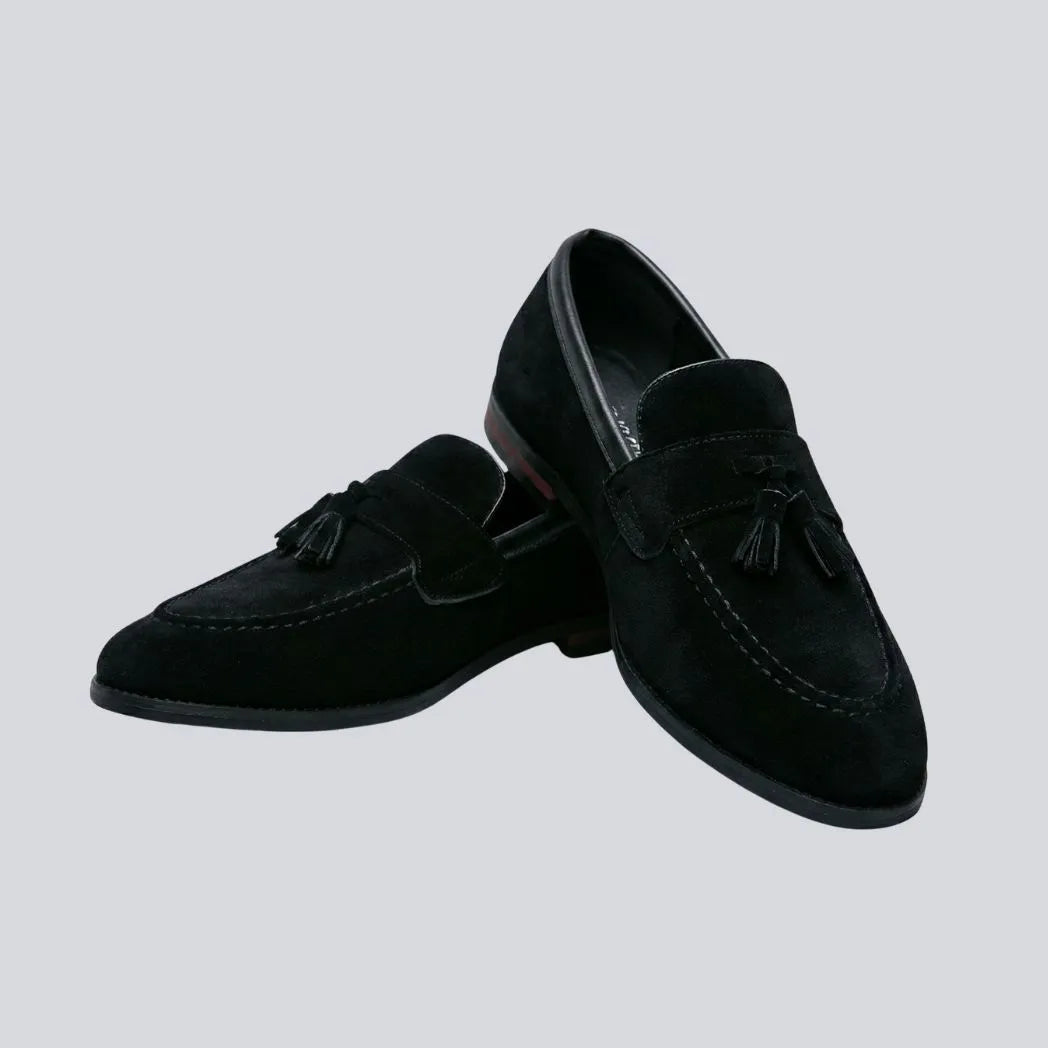Mocassim Tassel de Camurça Premium Preto