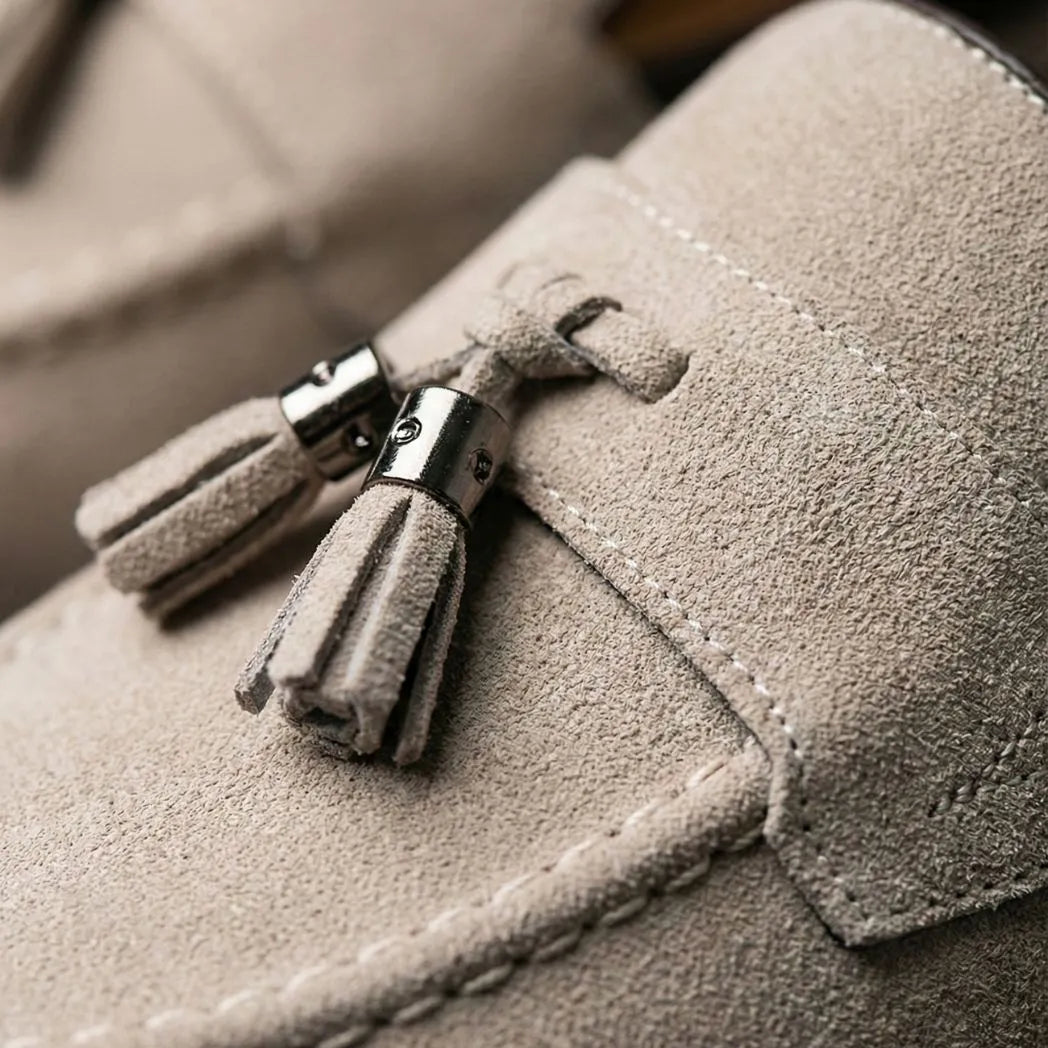 Mocassim Tassel de Camurça Premium Bege
