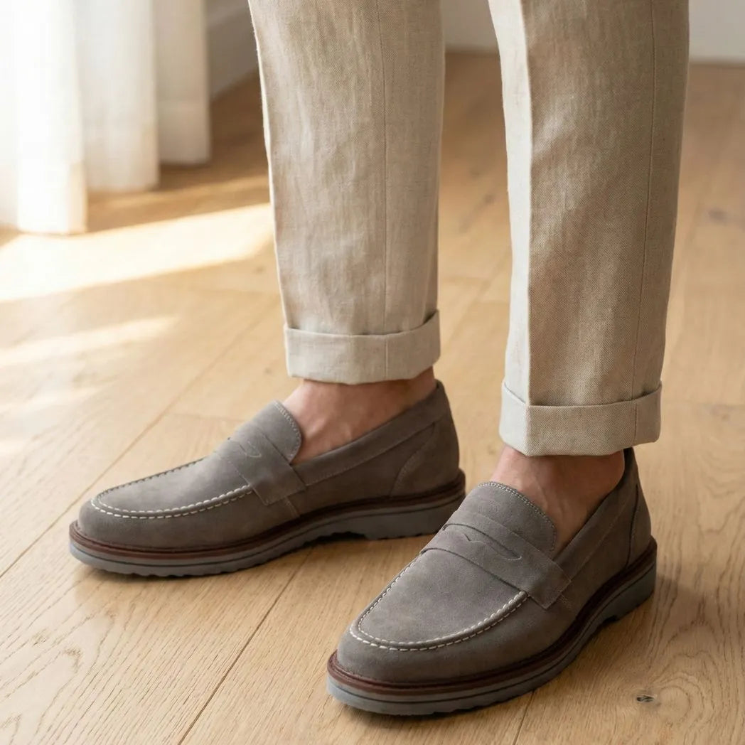 Mocassim de Camurça Monaco Edition Cinza