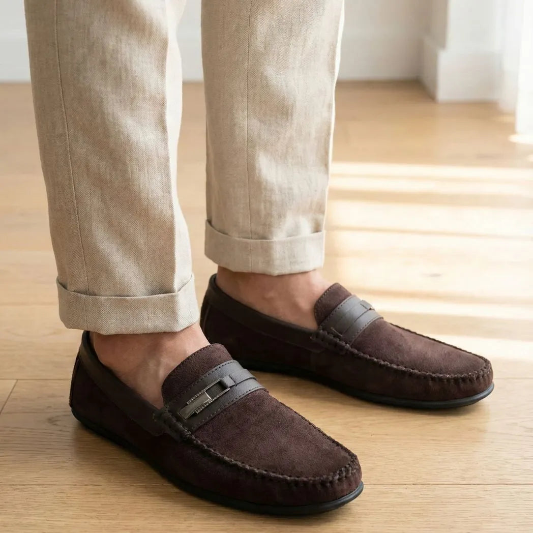Mocassim de Camurça Titan Coffee Marrom Escuro